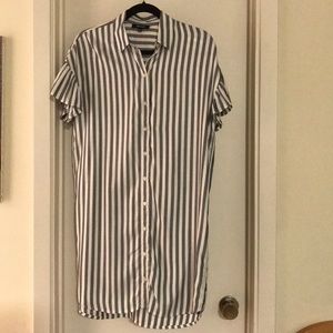 Madewell Stripe Shirt Shirtdress w Ruffle Sleeves